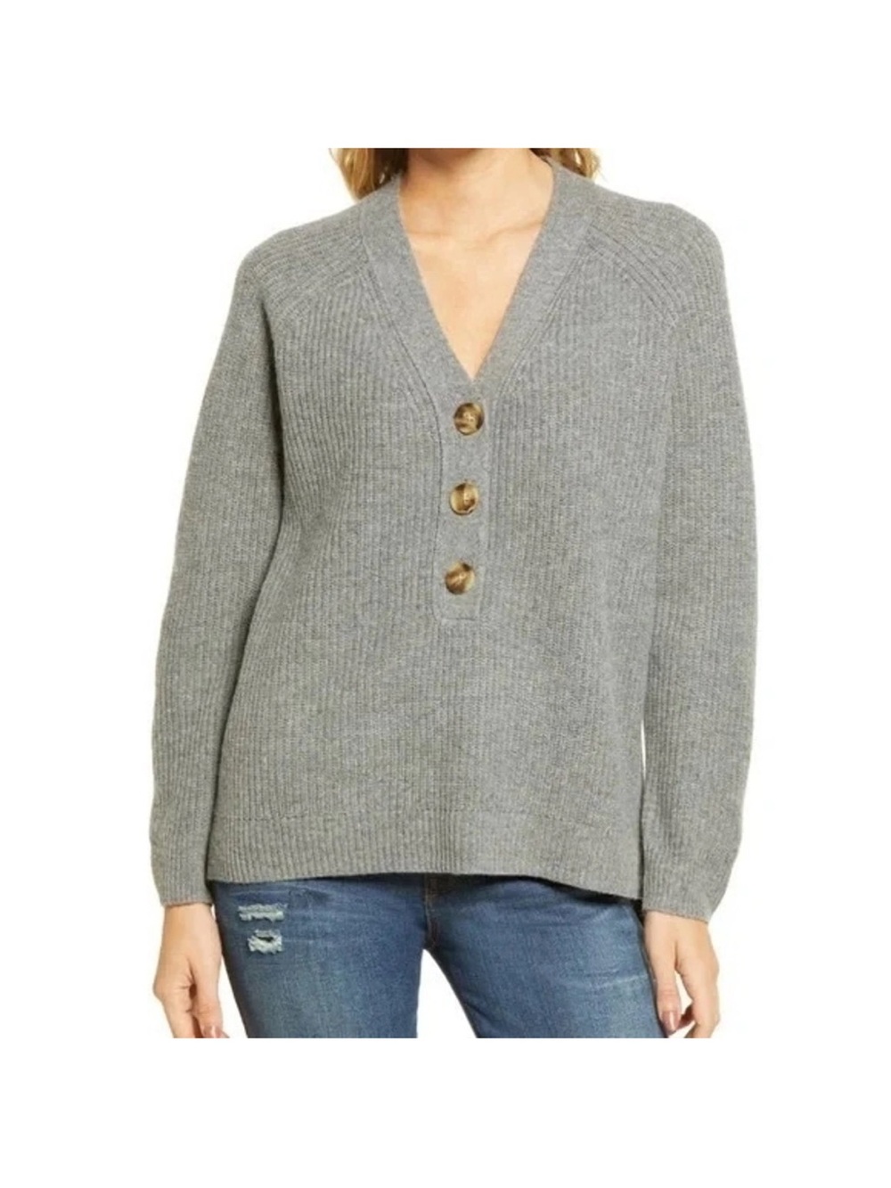 Madewell Ribbed Lyle Henley Sweater Merino Wool small - Picture 7 of 16